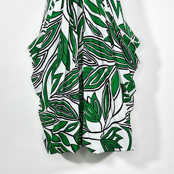 NWT Kitty Halter Dress White Green Leaf Design Six Brown Buttons Size Small - Picture 7 of 15
